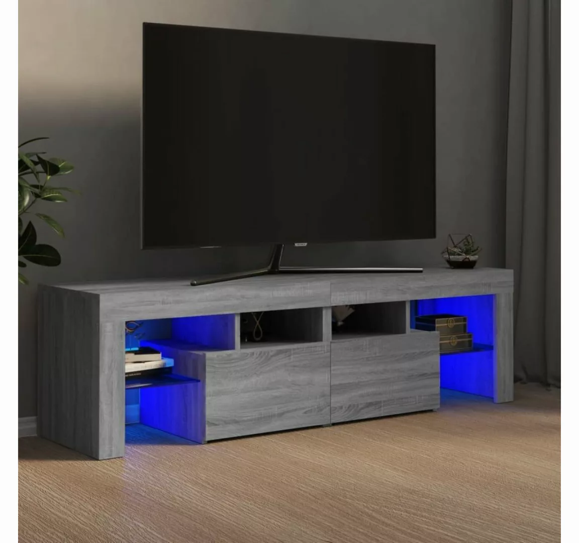 vidaXL TV-Schrank TV-Schrank mit LED-Leuchten Grau Sonoma 140x36,5x40 cm (1 günstig online kaufen