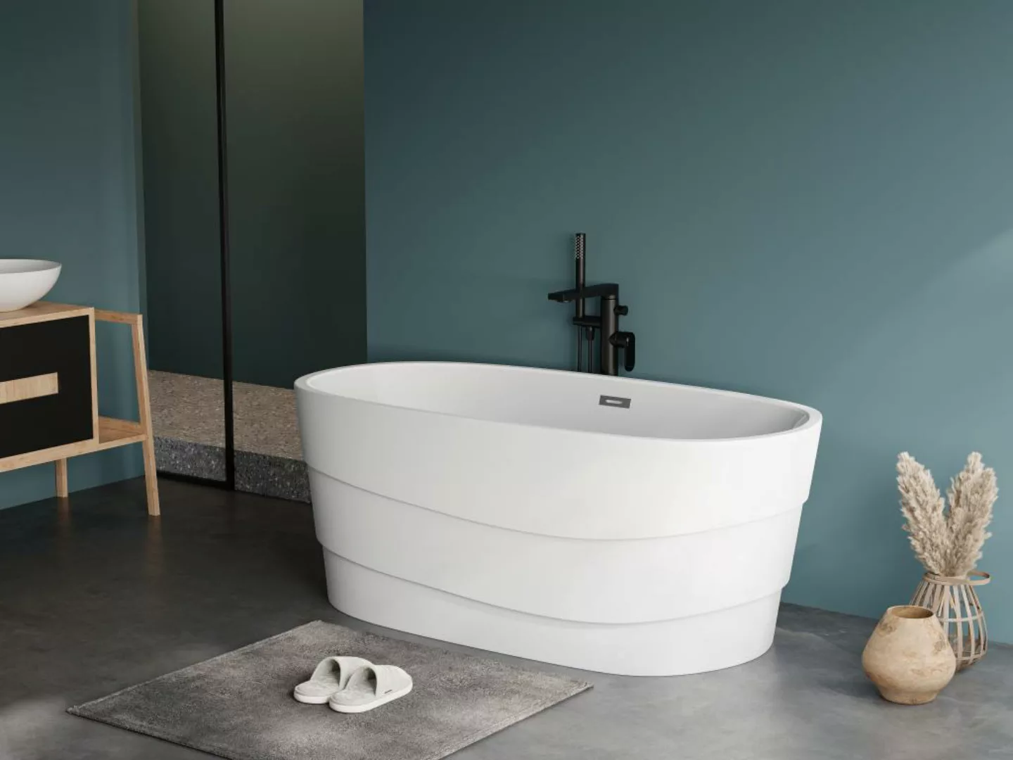 Freistehende Badewanne Design - 200 L - Weiß - DOMINIKA günstig online kaufen