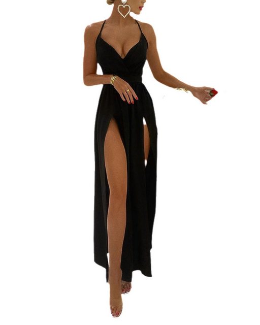 FIDDY Abendkleid Kleid mit Trägerschlitz und V-Ausschnitt, langes Außenhand günstig online kaufen