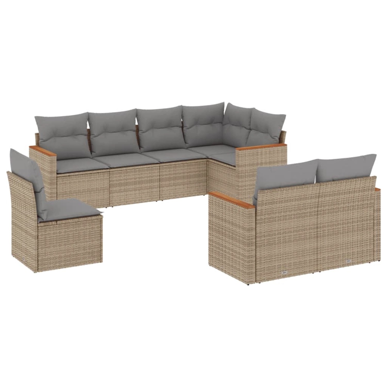 vidaXL 8-Tlg Garten-Sofagarnitur mit Kissen Beige Poly Rattan 3226164 günstig online kaufen