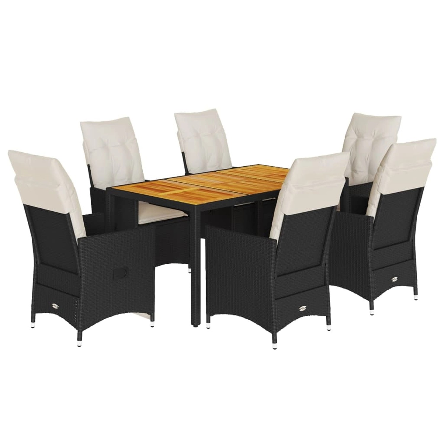 vidaXL 7-Tlg Garten-Essgruppe mit Kissen Schwarz Poly Rattan 3276684 günstig online kaufen