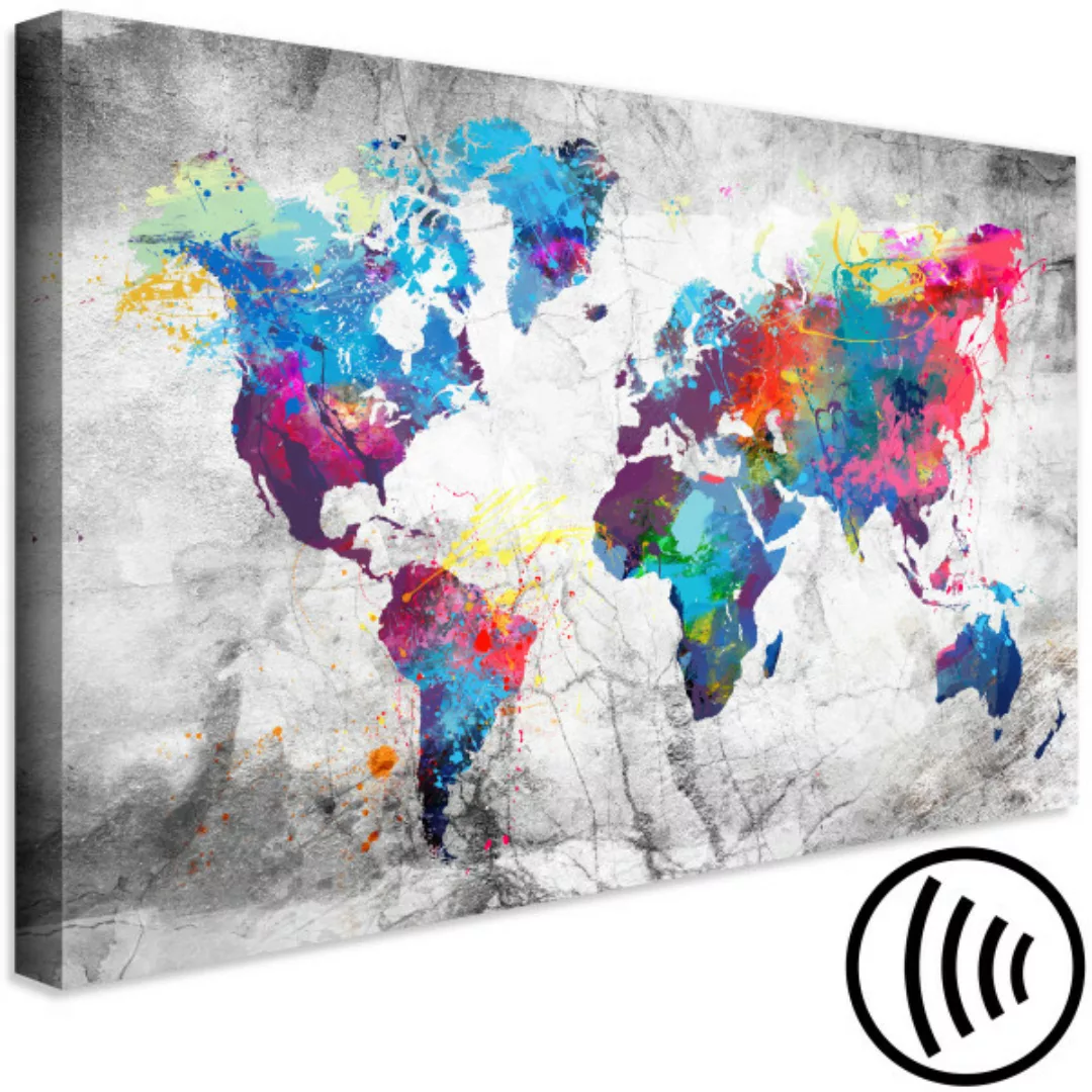 Leinwandbild World Map: Grey Style XXL günstig online kaufen