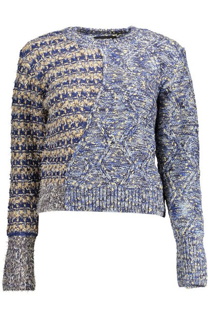 Desigual Strickpullover Pullover Damen Blau: Langarm, Kontraste, Rundhals - günstig online kaufen