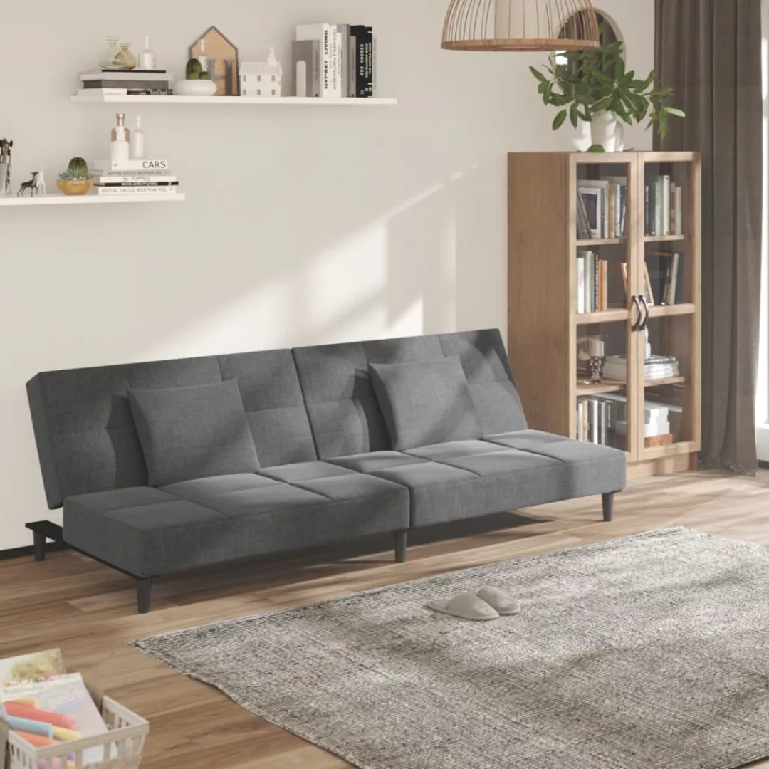 Vidaxl Schlafsofa 2-sitzer Mit 2 Kissen Hellgrau Stoff günstig online kaufen