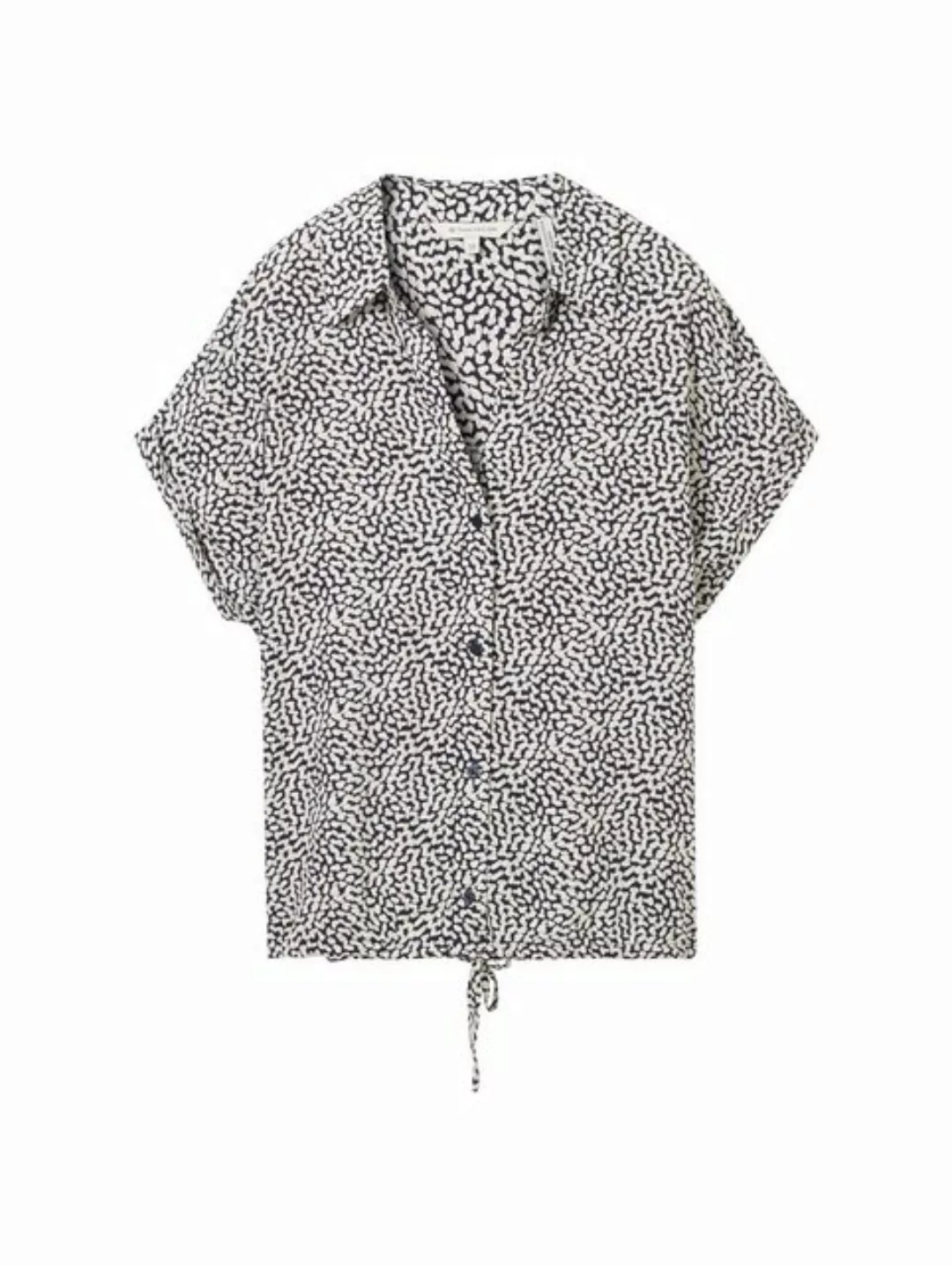 TOM TAILOR Blusentop printed shortsleeve blouse, organic navy dot design günstig online kaufen