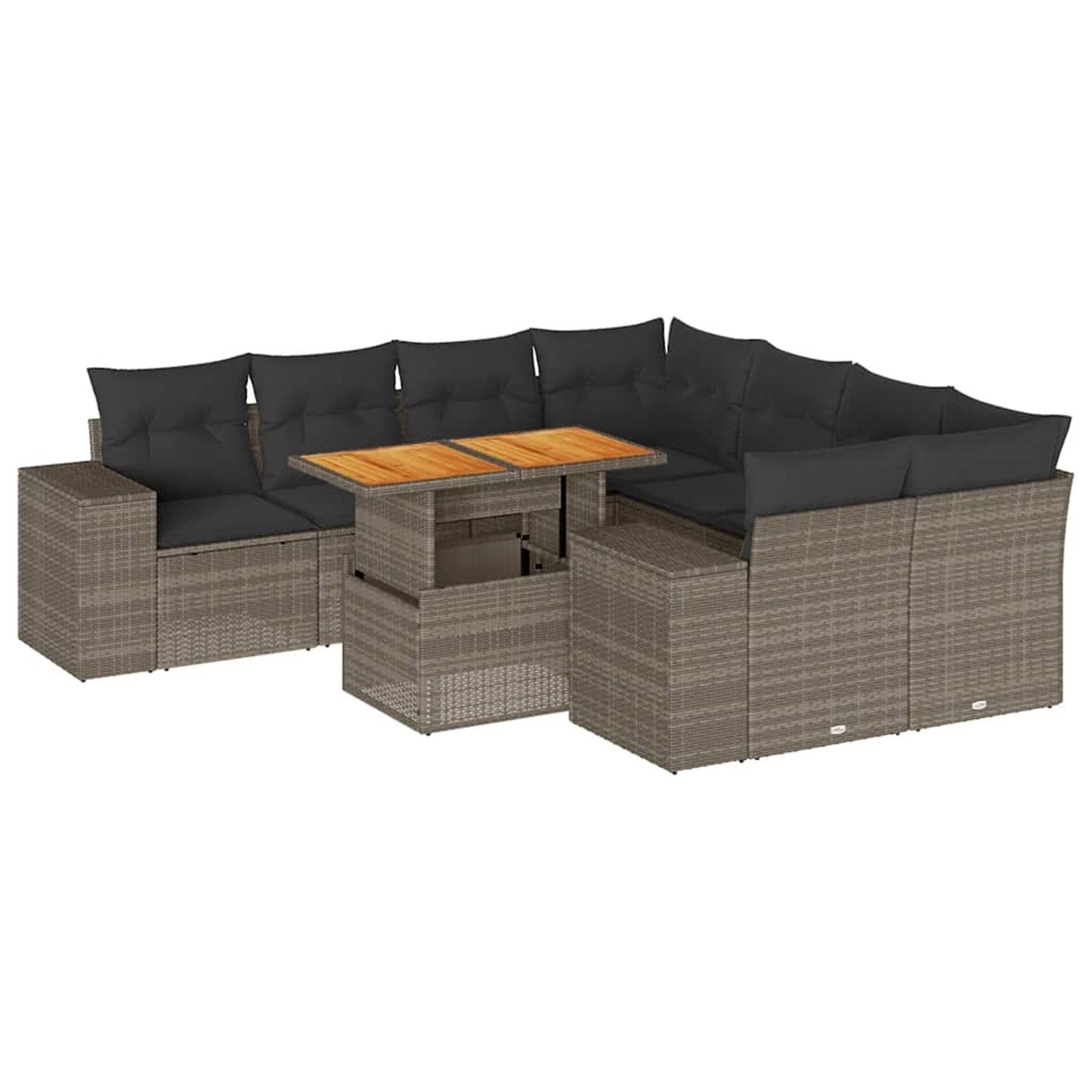vidaXL 9-Tlg Garten-Sofagarnitur mit Kissen Grau Poly Rattan 3327357 günstig online kaufen