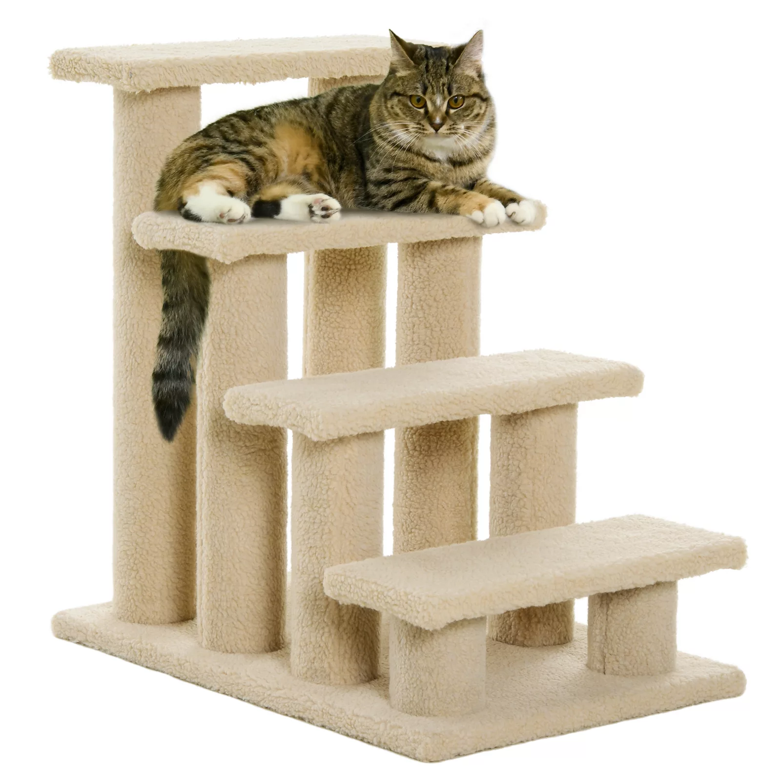 PawHut Katzentreppe mit 4 Stufen hellbraun günstig online kaufen