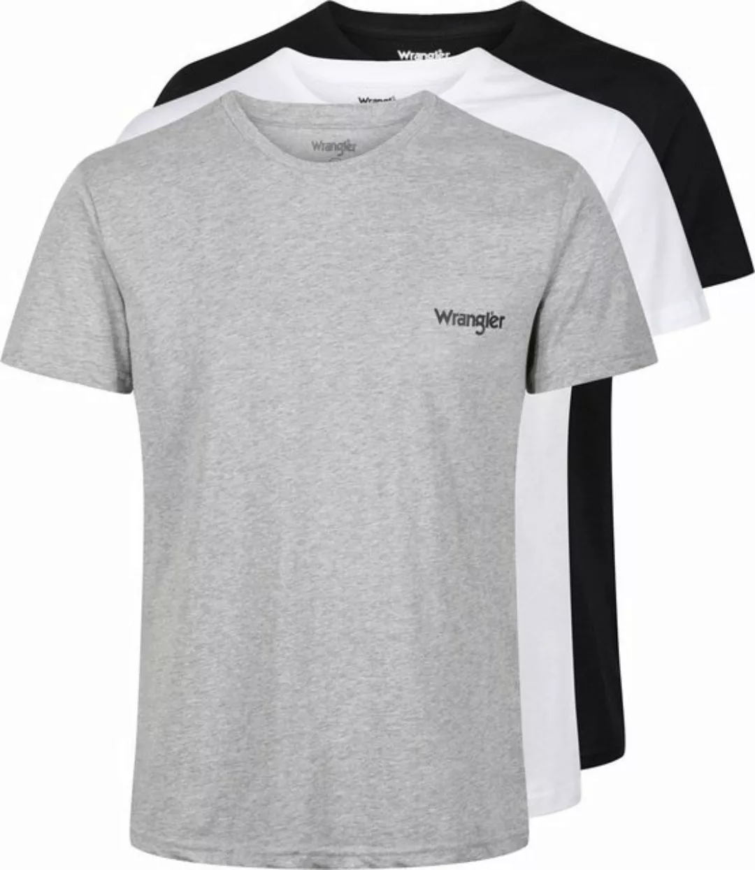 Wrangler T-Shirt "Foster" (3er Pack) mit Logoschriftzug und Rundhalsausschn günstig online kaufen