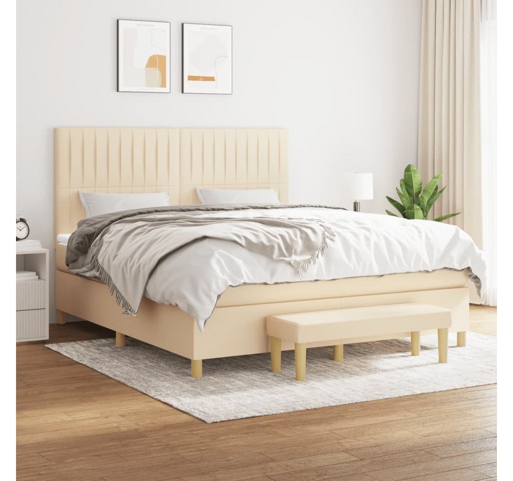 vidaXL Boxspringbett Boxspringbett mit Matratze Creme 160x200 cm Stoff Bett günstig online kaufen