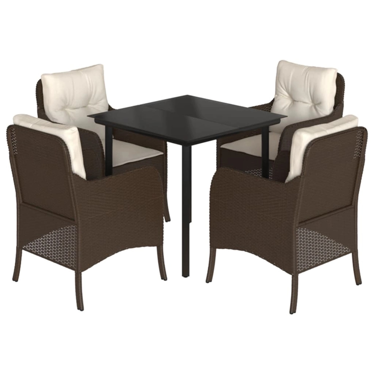vidaXL 5-Tlg Garten-Essgruppe mit Kissen Braun Poly Rattan 3211942 günstig online kaufen