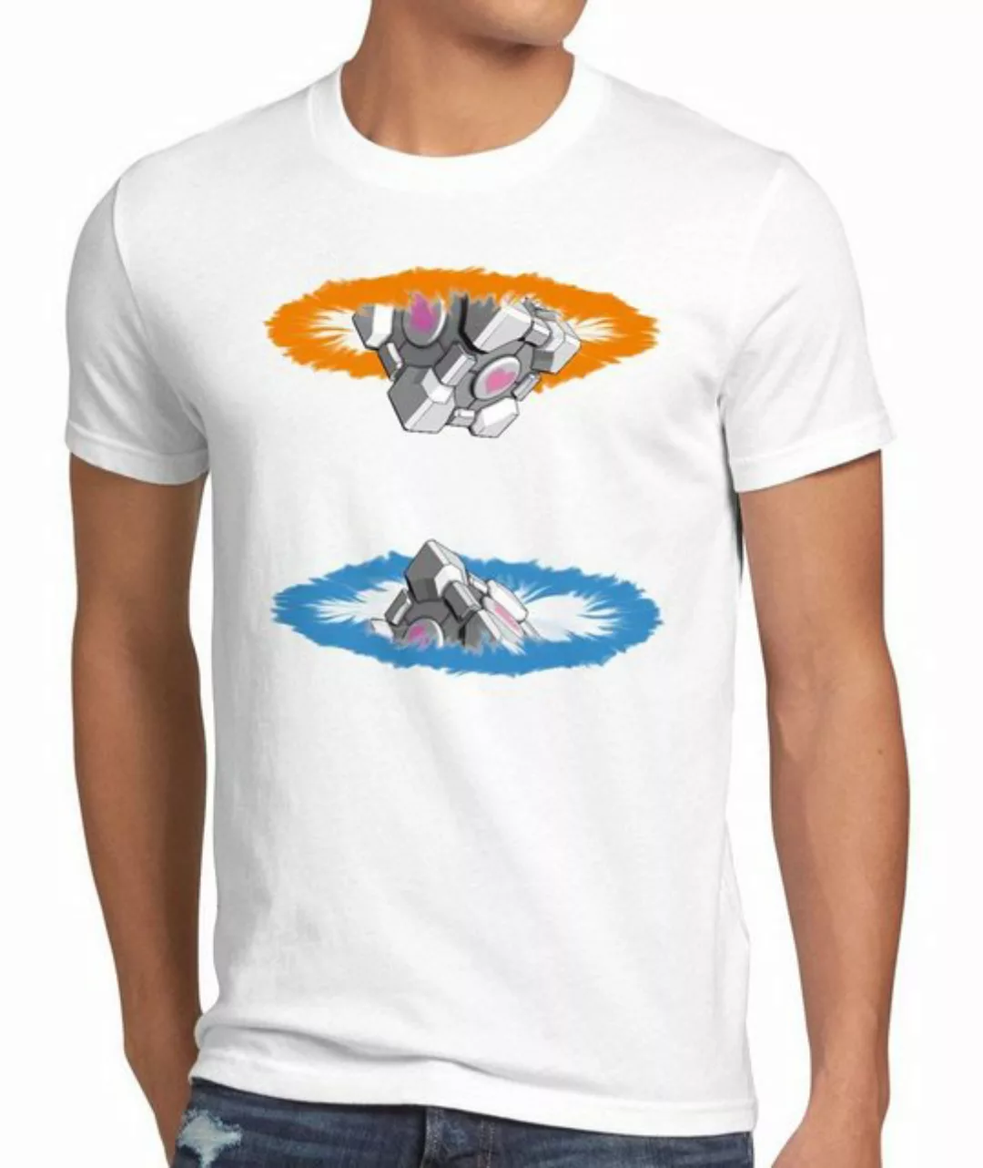 style3 Print-Shirt Herren T-Shirt Companion Cube Gamer Portal Portale Chell günstig online kaufen