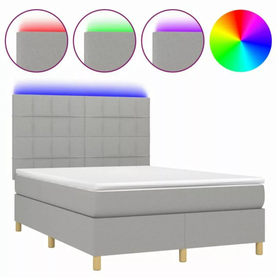 vidaXL Boxspringbett Bett Boxspringbett mit Matratze & Topper & LED (140 x günstig online kaufen