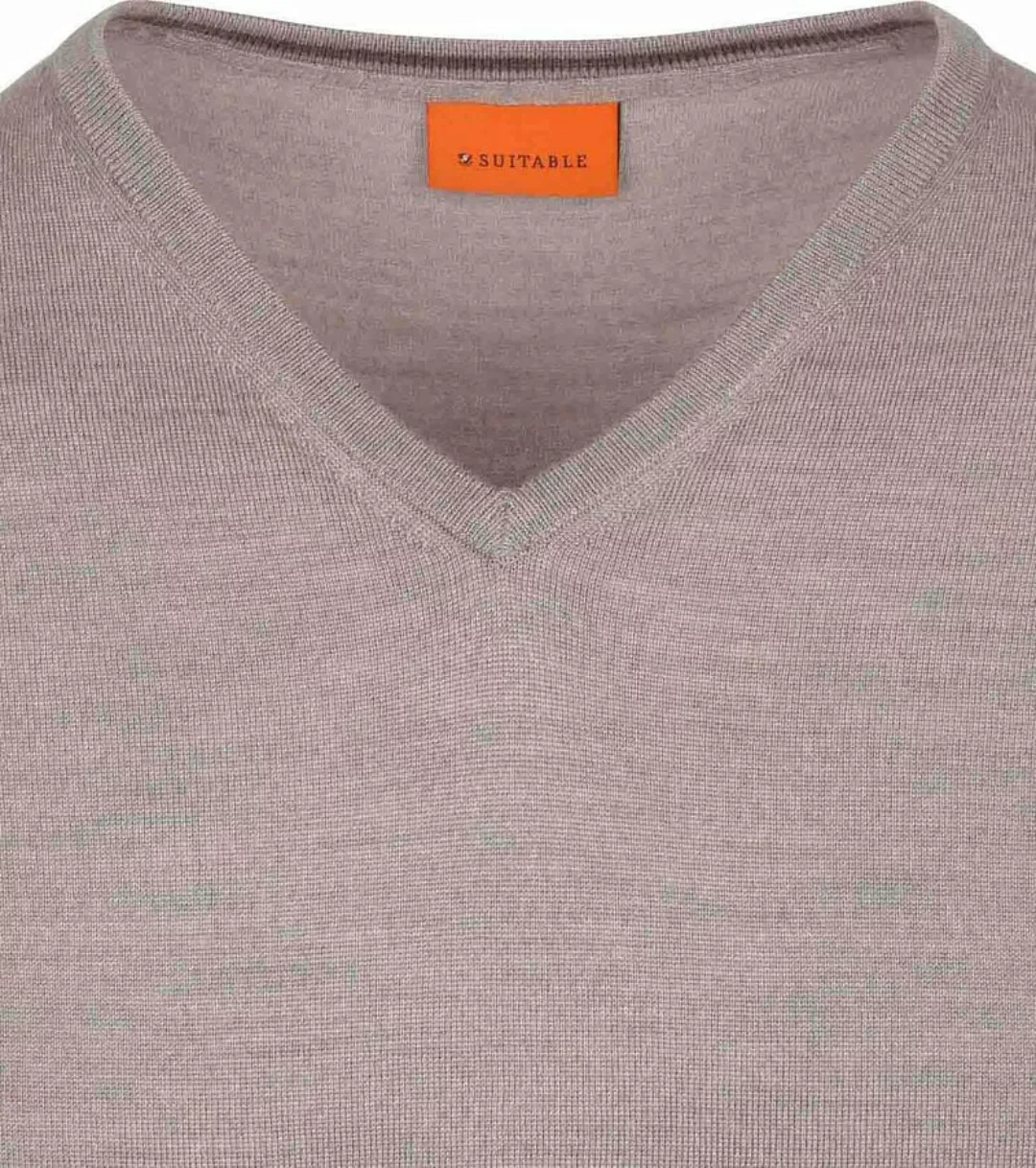 Suitable Merino Pullover V-Ausschnitt Greige - Größe XXL günstig online kaufen