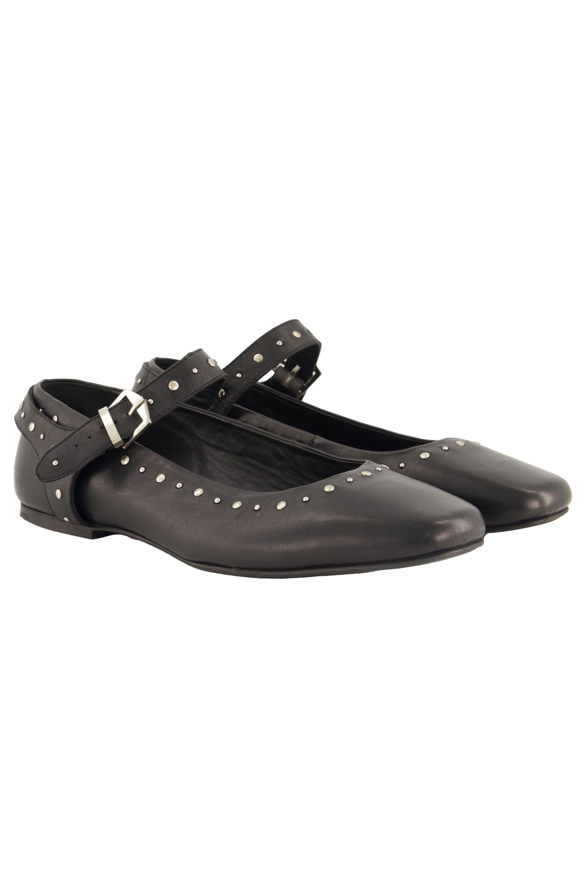 Ulla Popken Leder-Ballerinas Ziernieten Weite H günstig online kaufen
