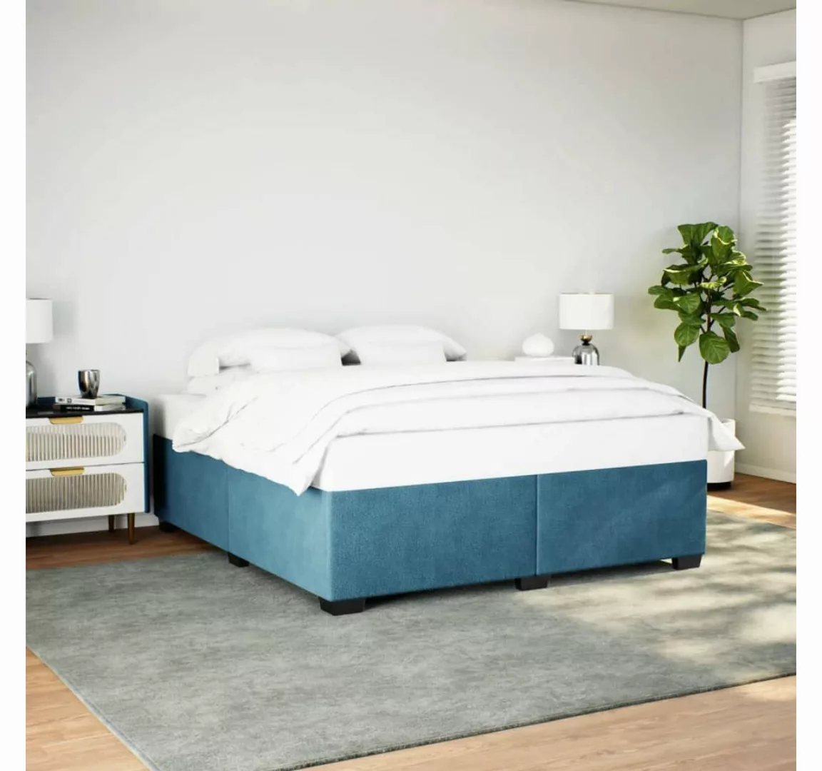 vidaXL Bett, Bettgestell Blau 200x200 cm Samt günstig online kaufen