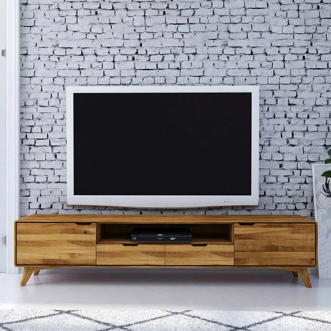 TV Board aus Wildeiche Massivholz 220 cm breit günstig online kaufen