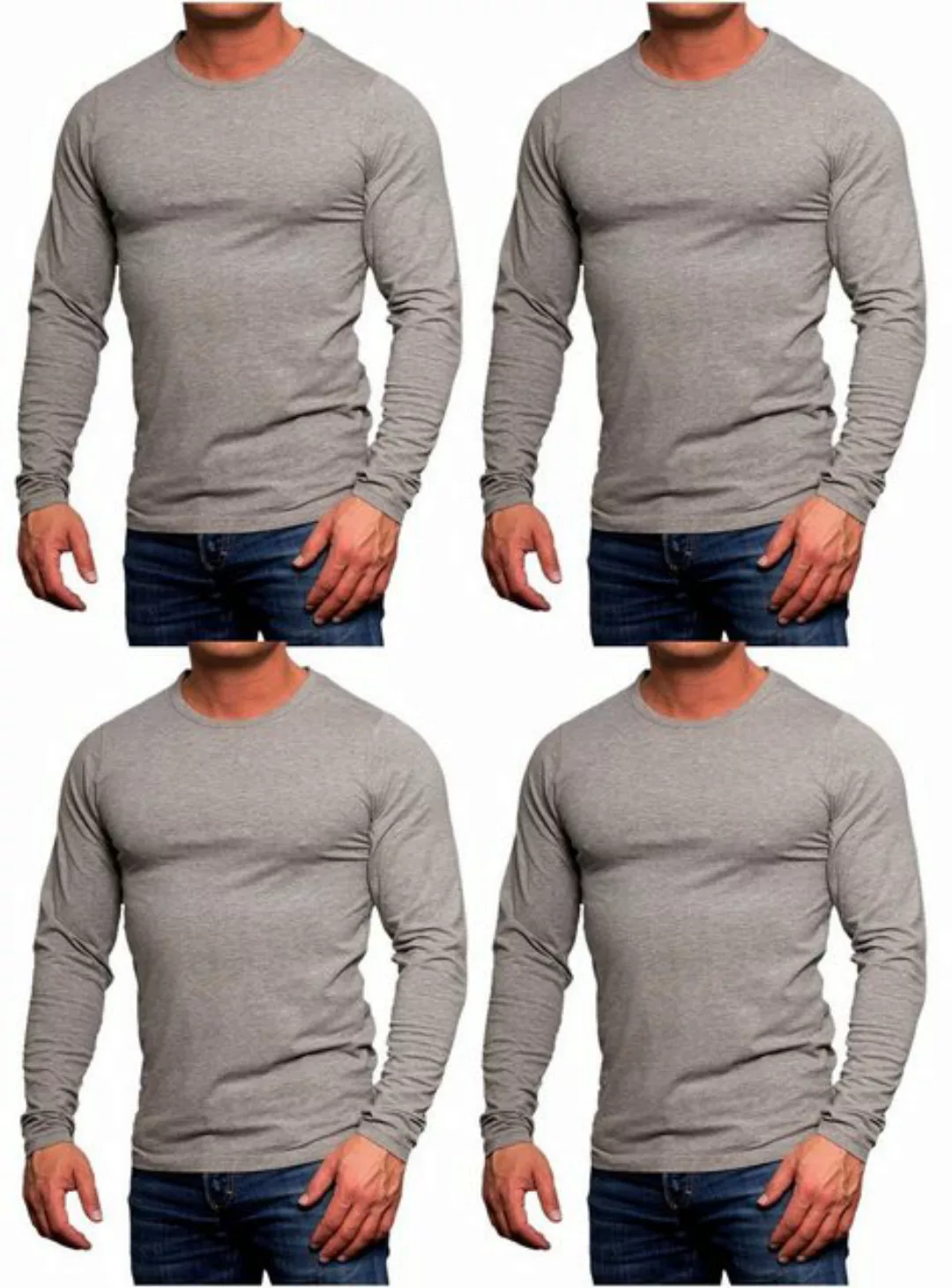 Jack & Jones Langarmshirt (4er-Pack) Basic Shirts mit Rundhalsausschnitt günstig online kaufen