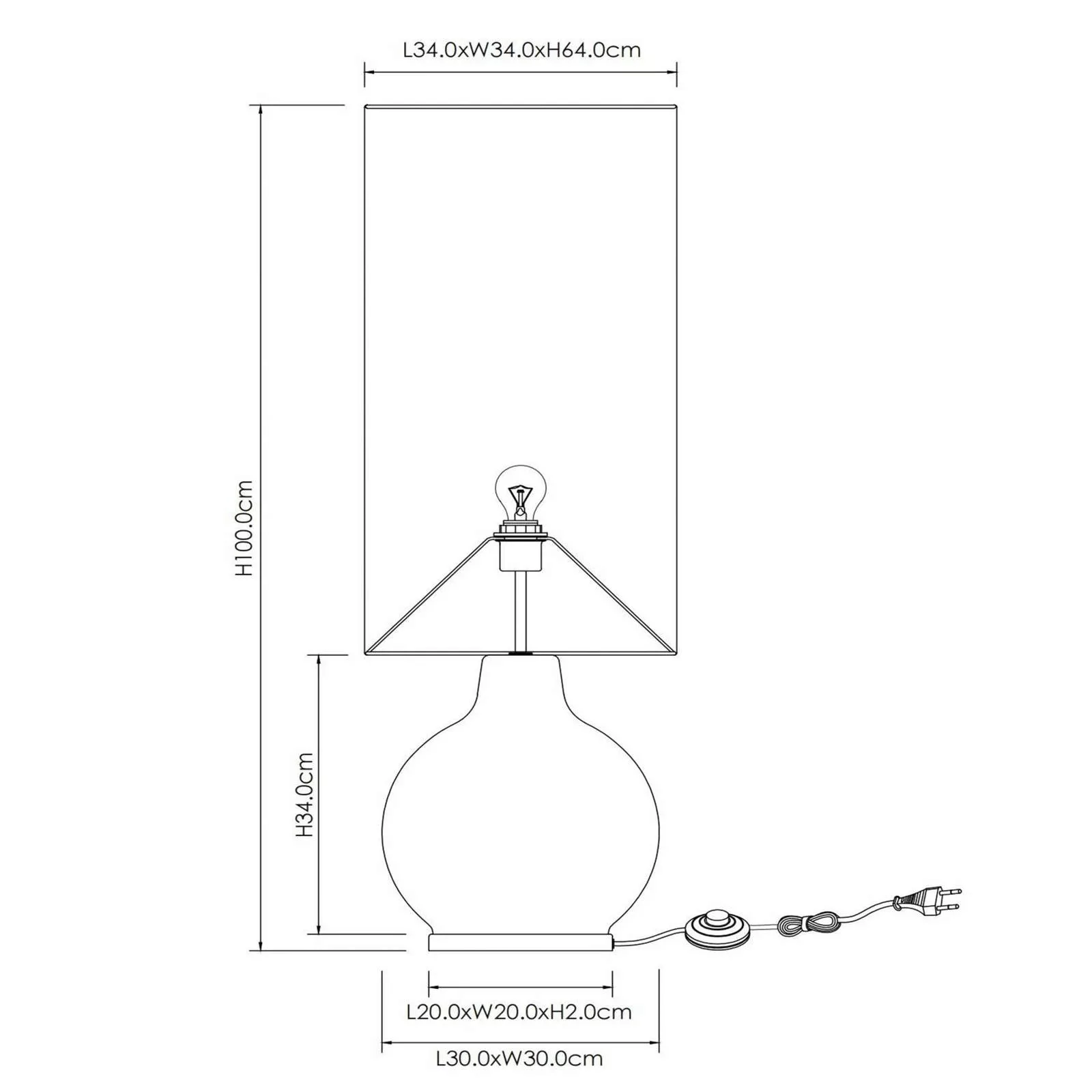 Stehleuchte Esterad, schwarz, Ø 34 cm, Höhe 100 cm, Glas günstig online kaufen