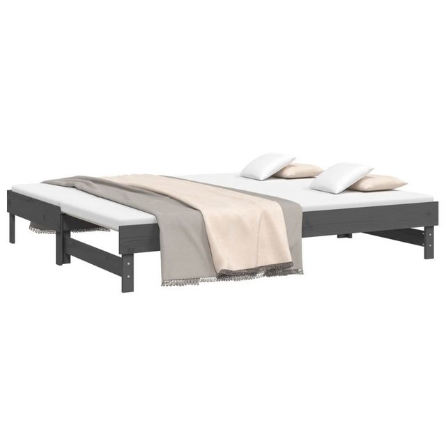 furnicato Bett Tagesbett Ausziehbar Grau 2x(80x200) cm Massivholz Kiefer (1 günstig online kaufen