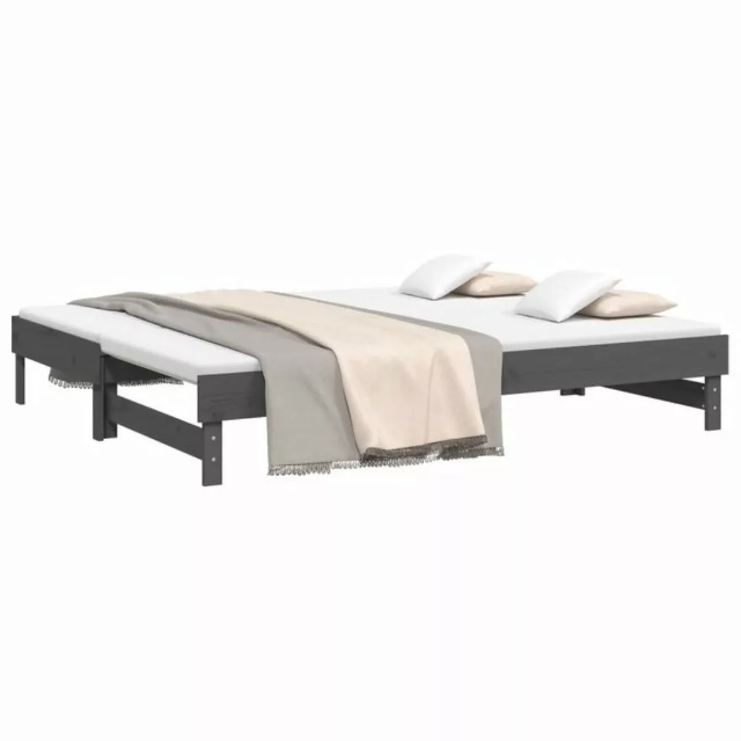 furnicato Bett Tagesbett Ausziehbar Grau 2x(100x200) cm Massivholz Kiefer ( günstig online kaufen