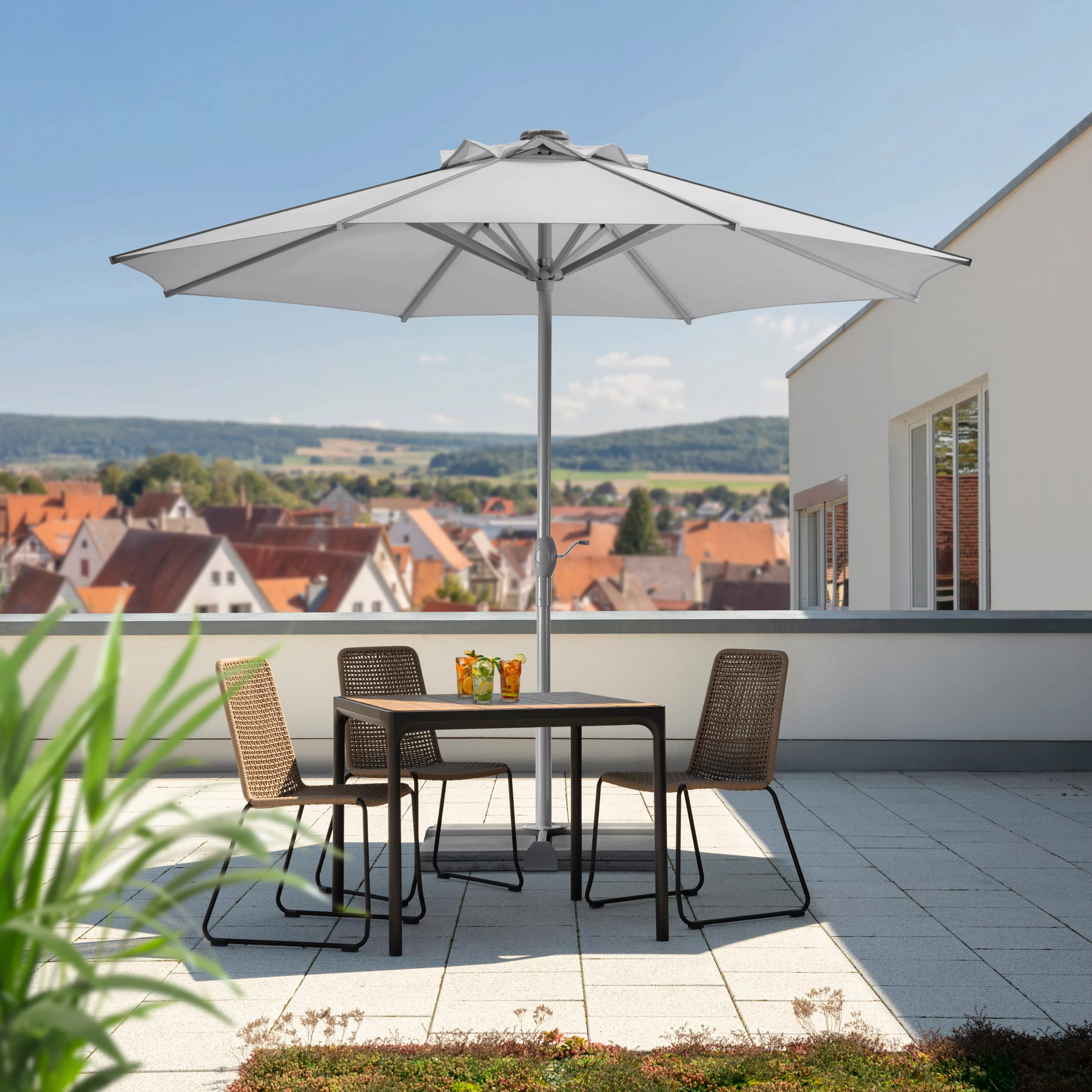 Schneider Sonnenschirm Rooftop Silbergrau Ø 350 cm günstig online kaufen