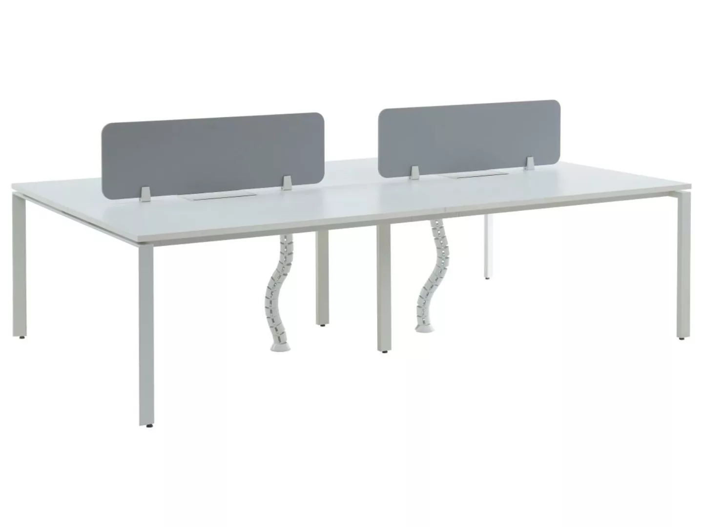 Schreibtisch Bench-Tisch für 4 Personen + Trennwand - L. 140 cm - Weiß - DO günstig online kaufen