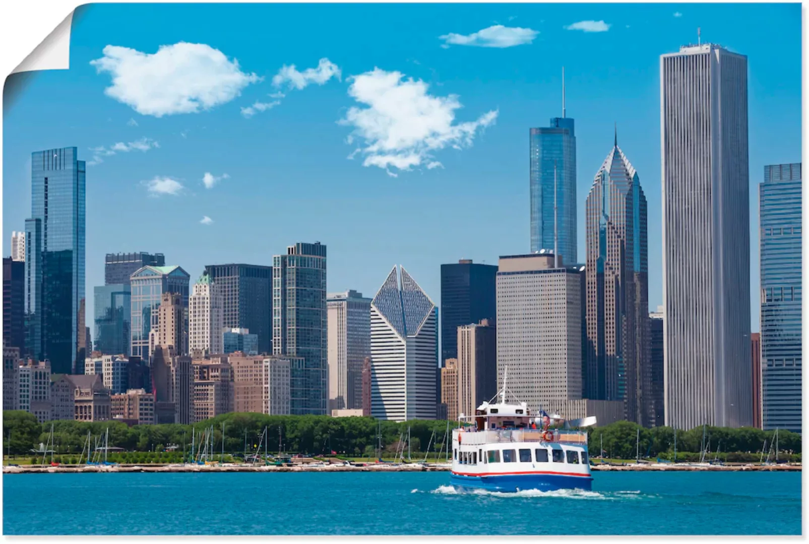 Artland Poster »Chicago Skyline«, Amerika, (1 St.), als Alubild, Leinwandbi günstig online kaufen