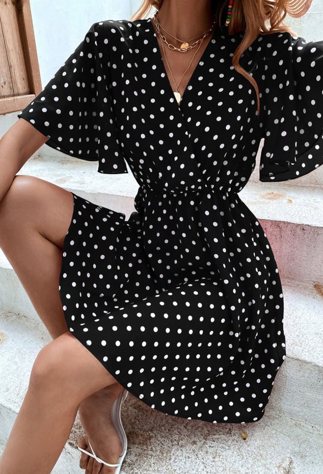 SEGUEN Sommerkleid Sommerkleid mit V-Ausschnitt und gepunkteter Taille für günstig online kaufen