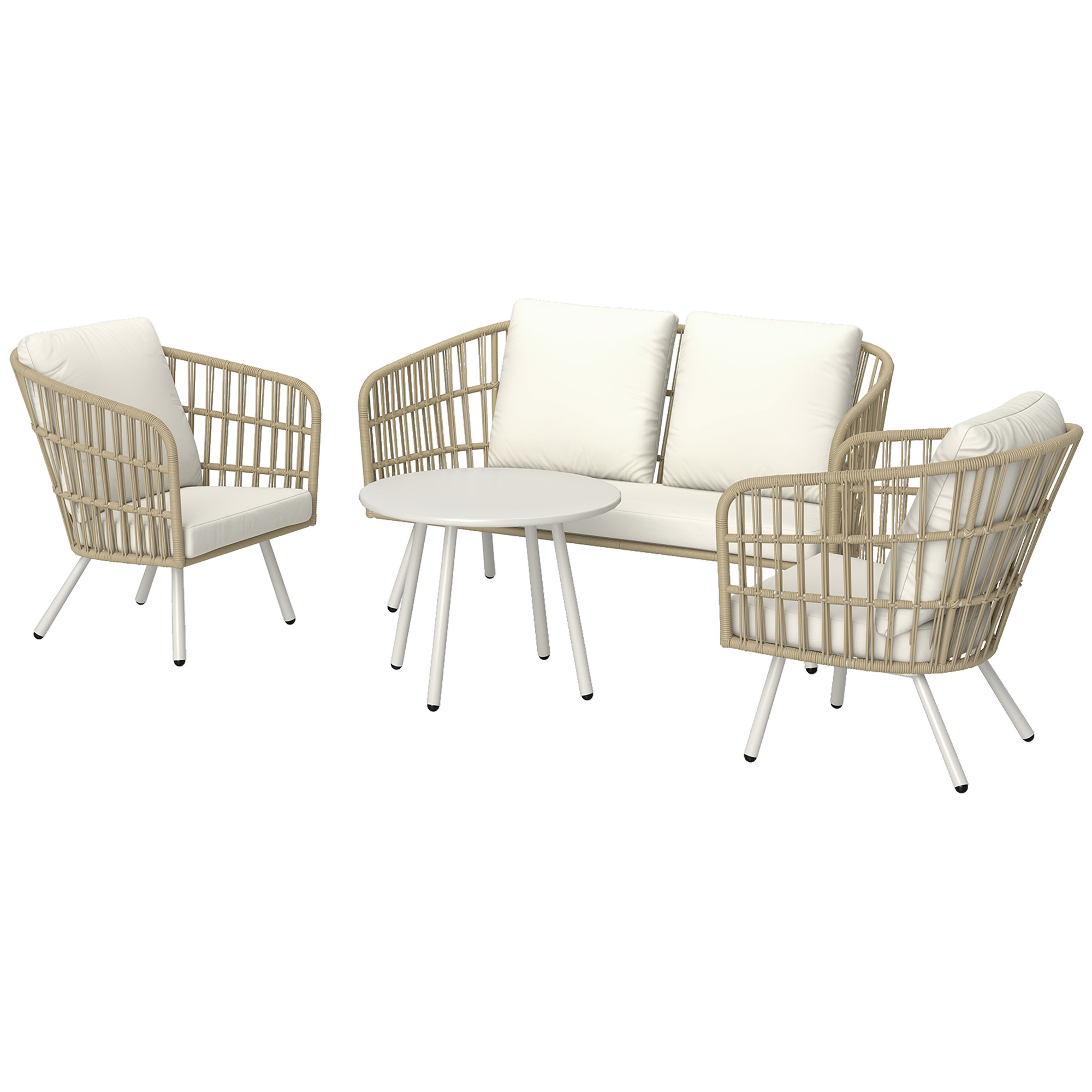 Outsunny Gartenmöbel Set aus Polyrattan Lounge-Set mit 2er Sofa Sessel Tisc günstig online kaufen