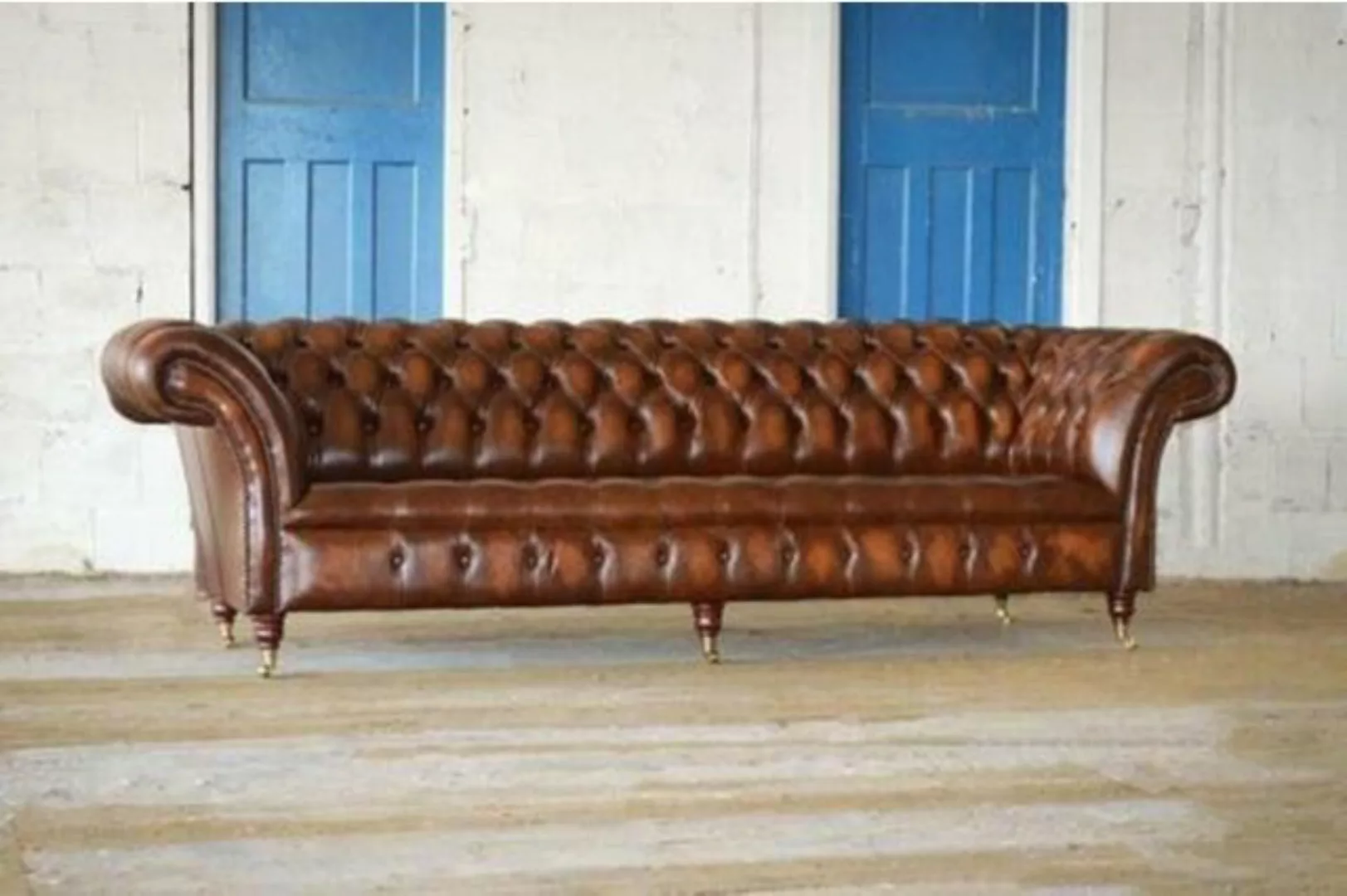 JVmoebel Chesterfield-Sofa, Braune Chesterfield Couch Sofa Polster 4 Sitzer günstig online kaufen
