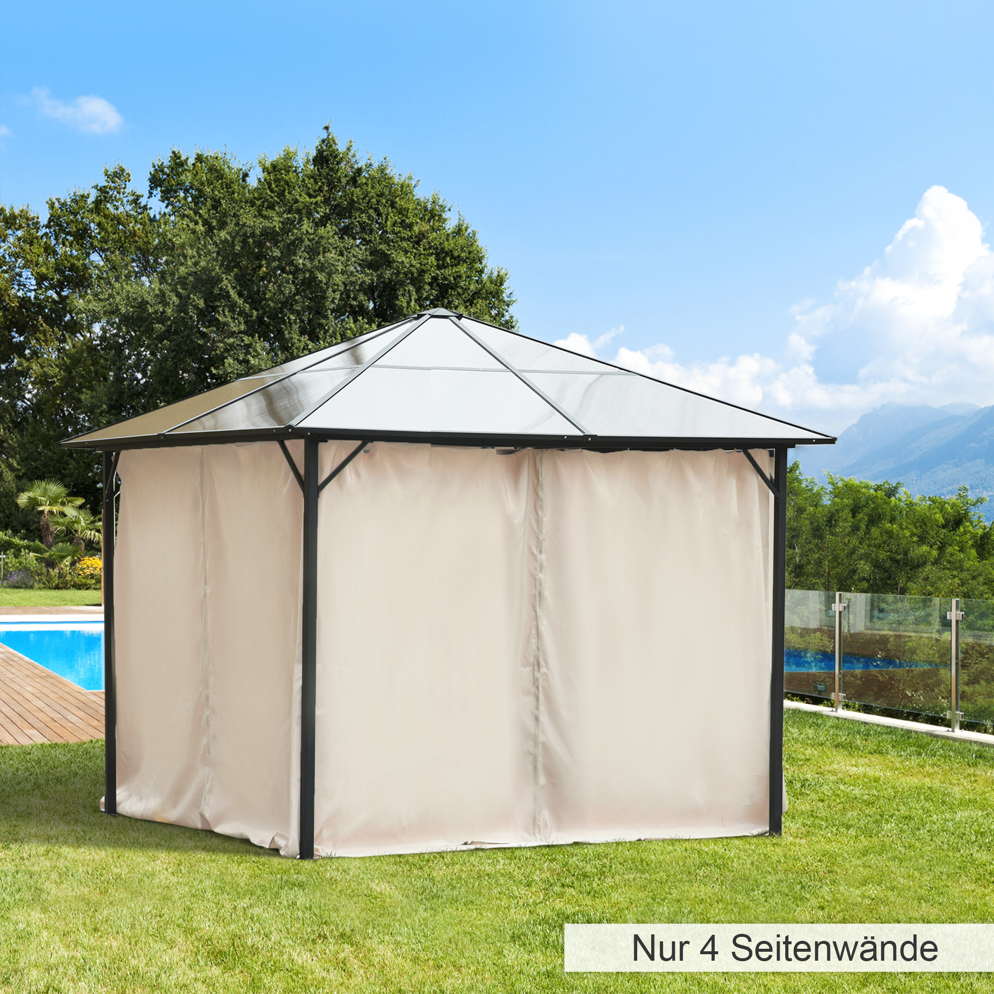 Outsunny Pavillon Seitenteile 3x3m, 302L x 205H cm, mit Haken, C-Ringe, ohn günstig online kaufen