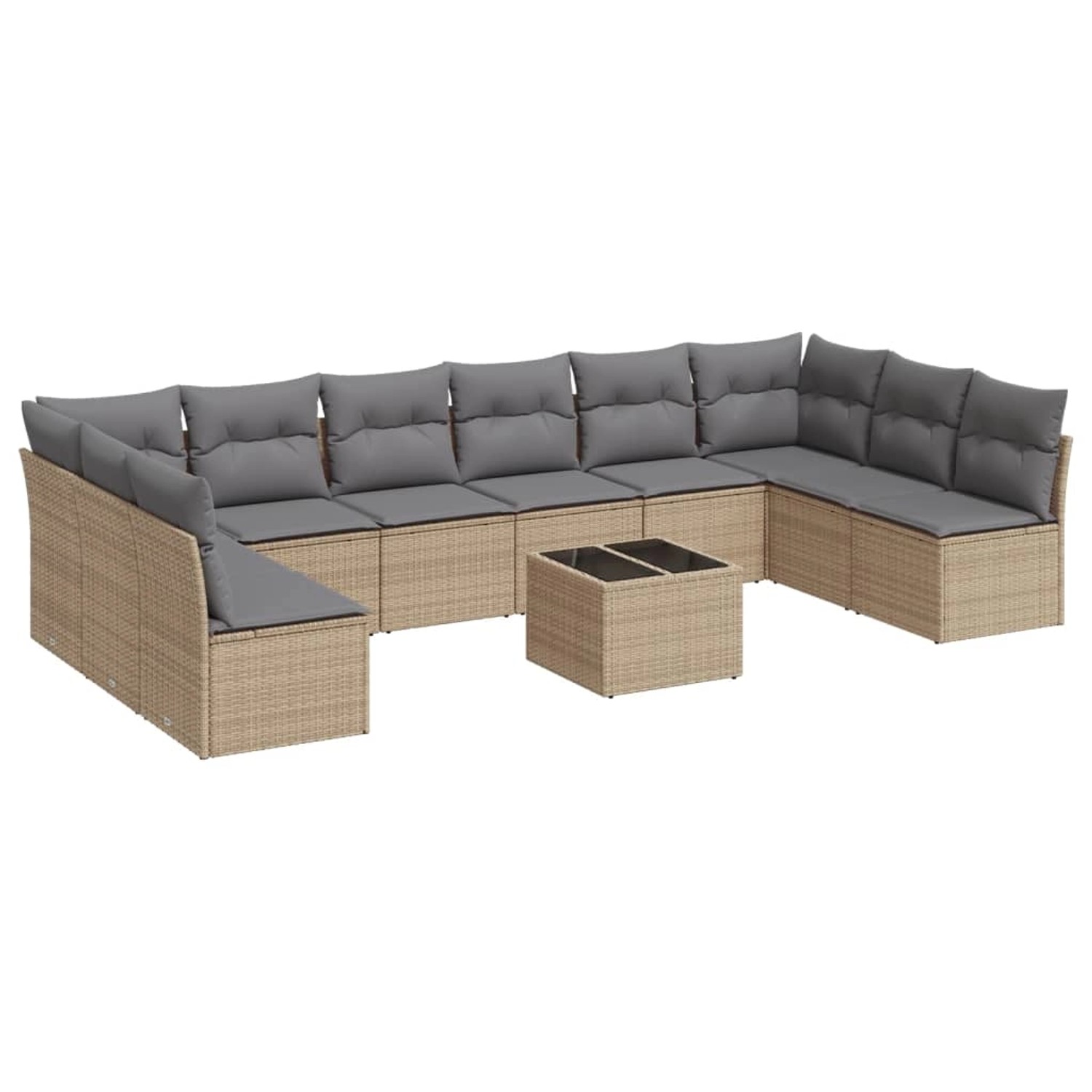 vidaXL 11-Tlg Garten-Sofagarnitur mit Kissen Beige Poly Rattan 3249938 günstig online kaufen