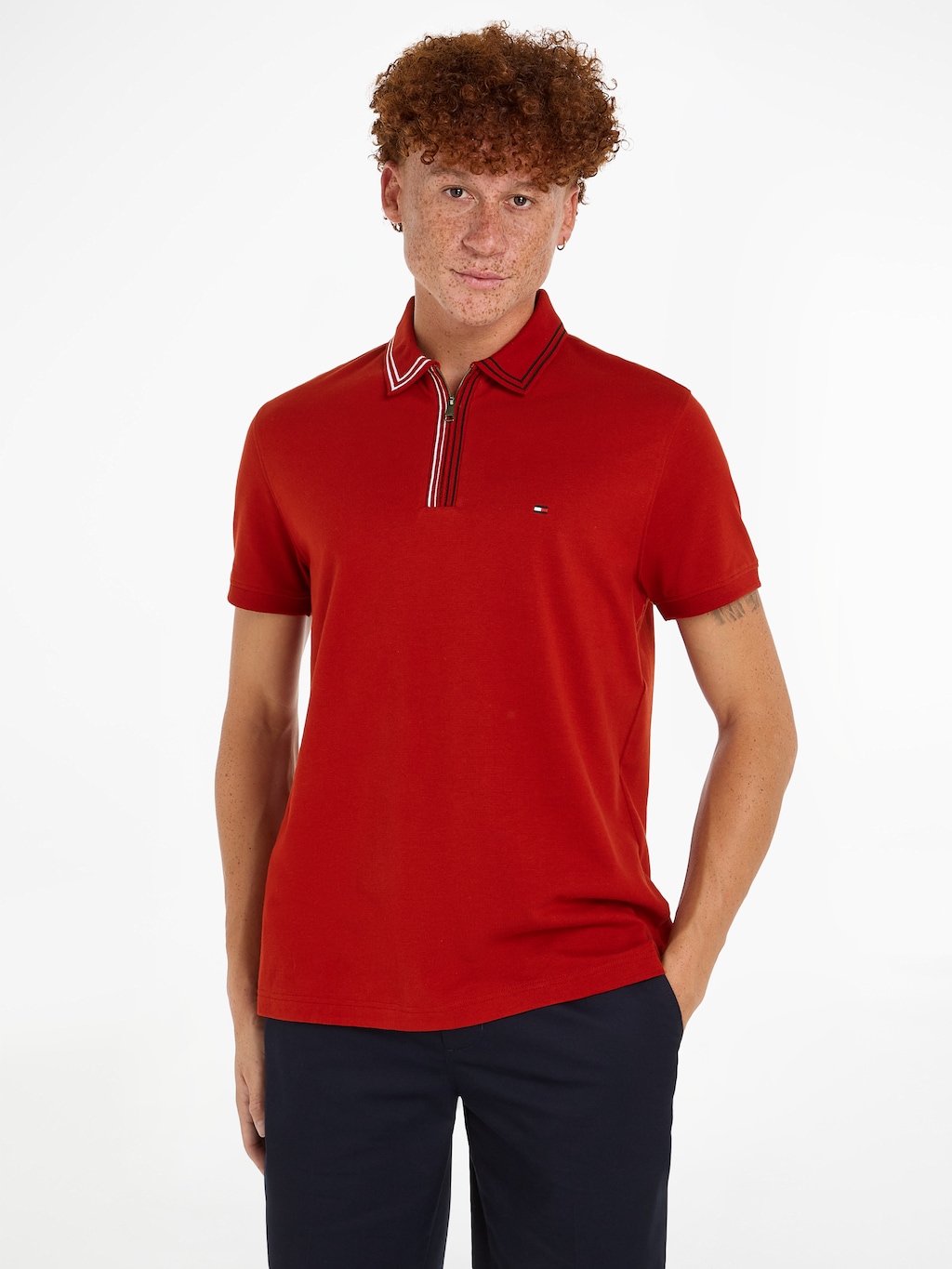 Tommy Hilfiger Poloshirt "RWB ZIP PLACKET TIPPING REG POLO", mit kontrastfa günstig online kaufen