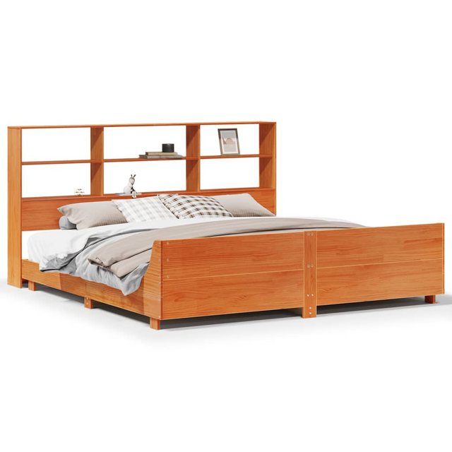 vidaXL Bett, Massivholzbett ohne Matratze Wachsbraun 200x200 Kiefernholz günstig online kaufen