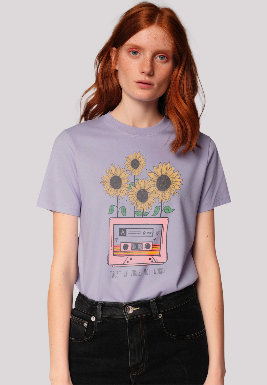 F4NT4STIC T-Shirt "Flower trust in vibes not words retro", Premium Qualität günstig online kaufen