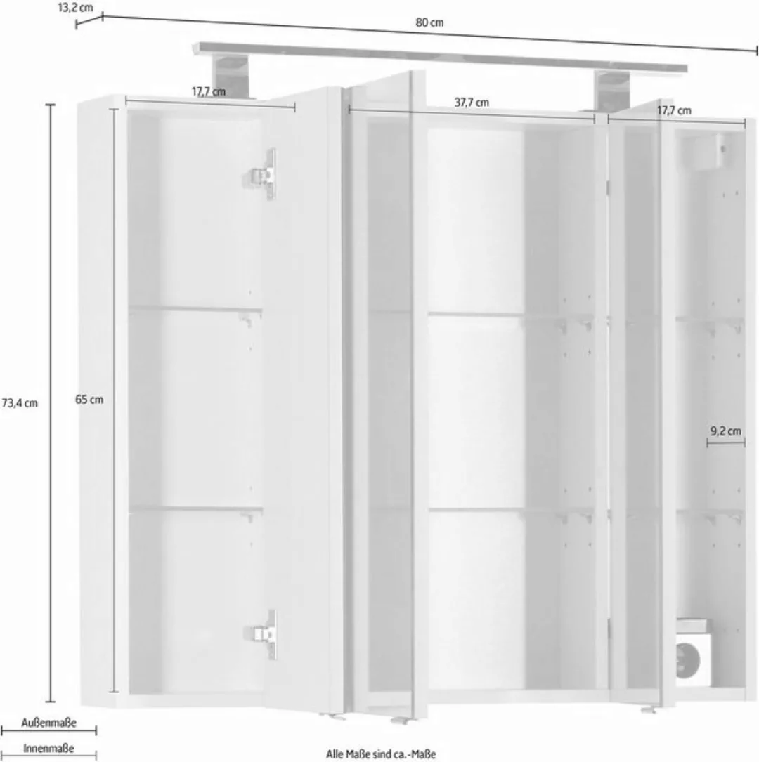 MARLIN Spiegelschrank "3400 Basic", Breite 80 cm günstig online kaufen