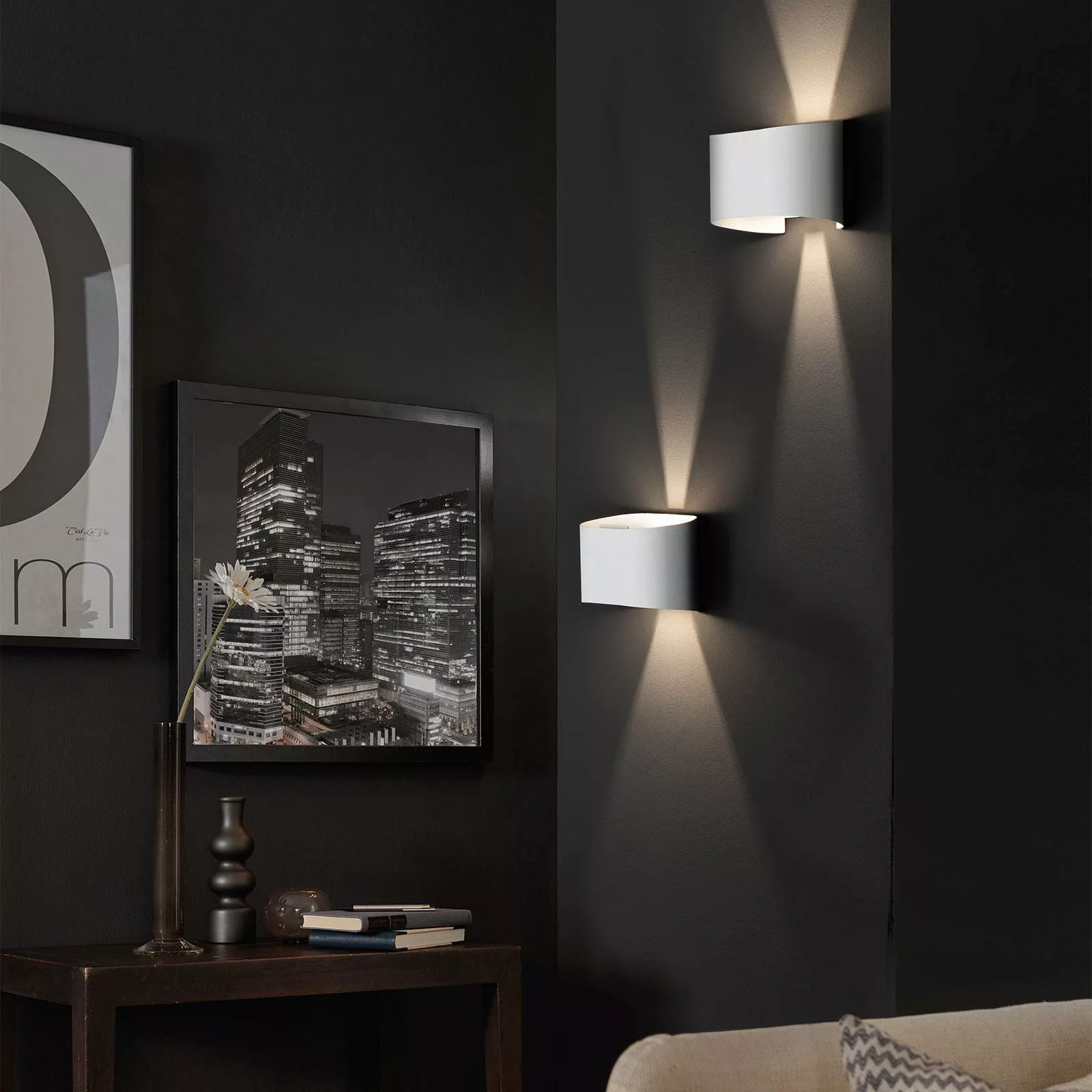 LED-Wandleuchte Wall, zweiflammig, rund, schwarz günstig online kaufen