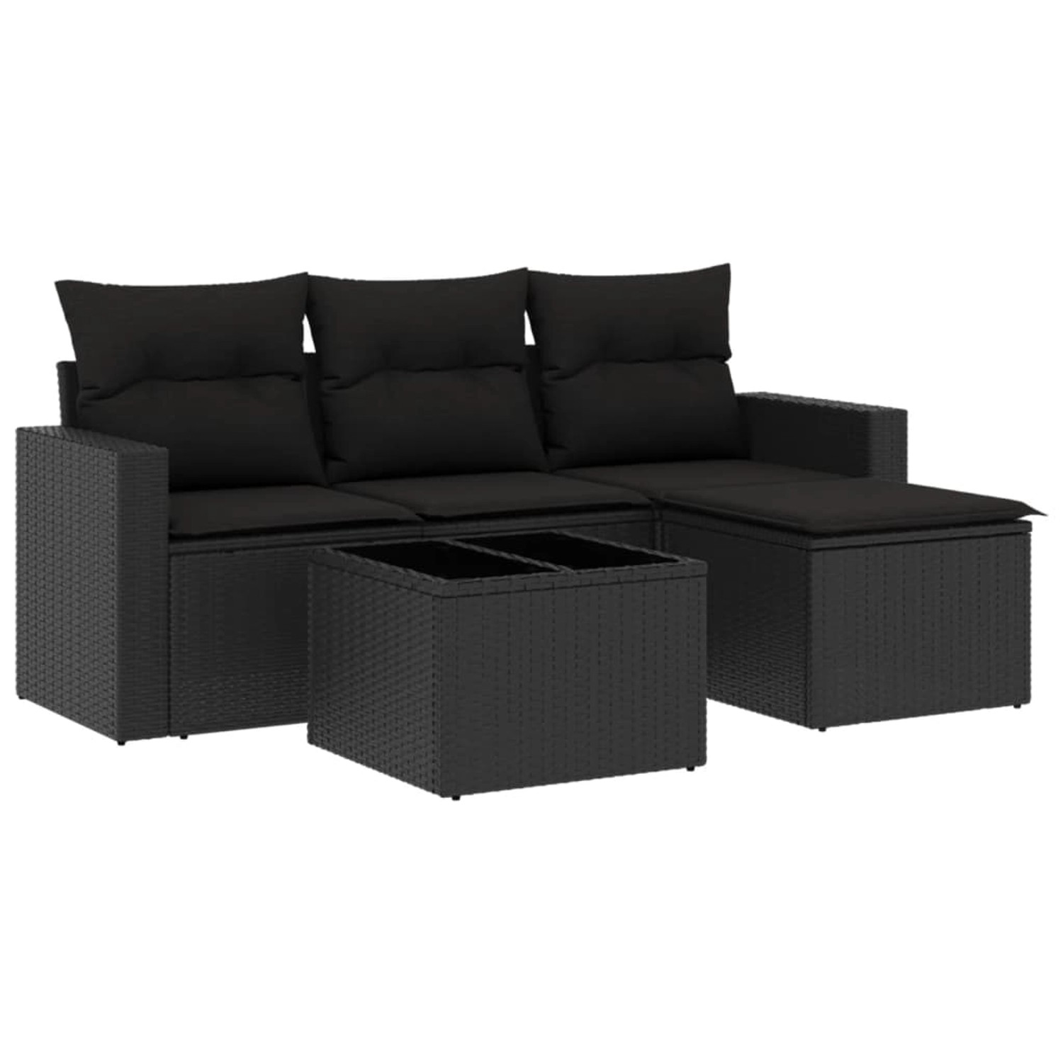vidaXL 5-Tlg Garten-Sofagarnitur mit Kissen Schwarz Poly Rattan 3218865 günstig online kaufen