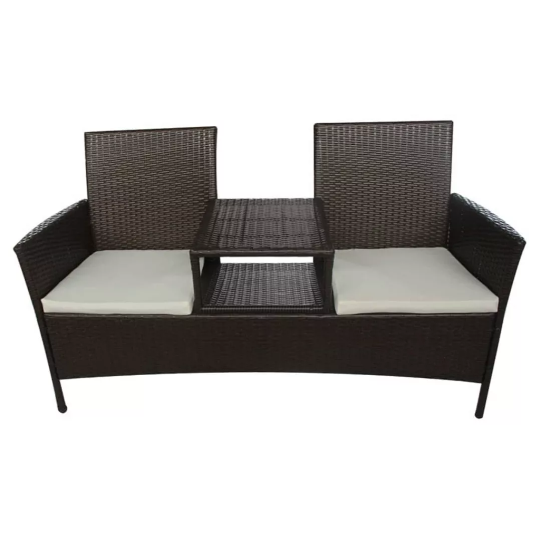 2-sitzer-gartensofa Mit Teetisch Poly Rattan Braun günstig online kaufen