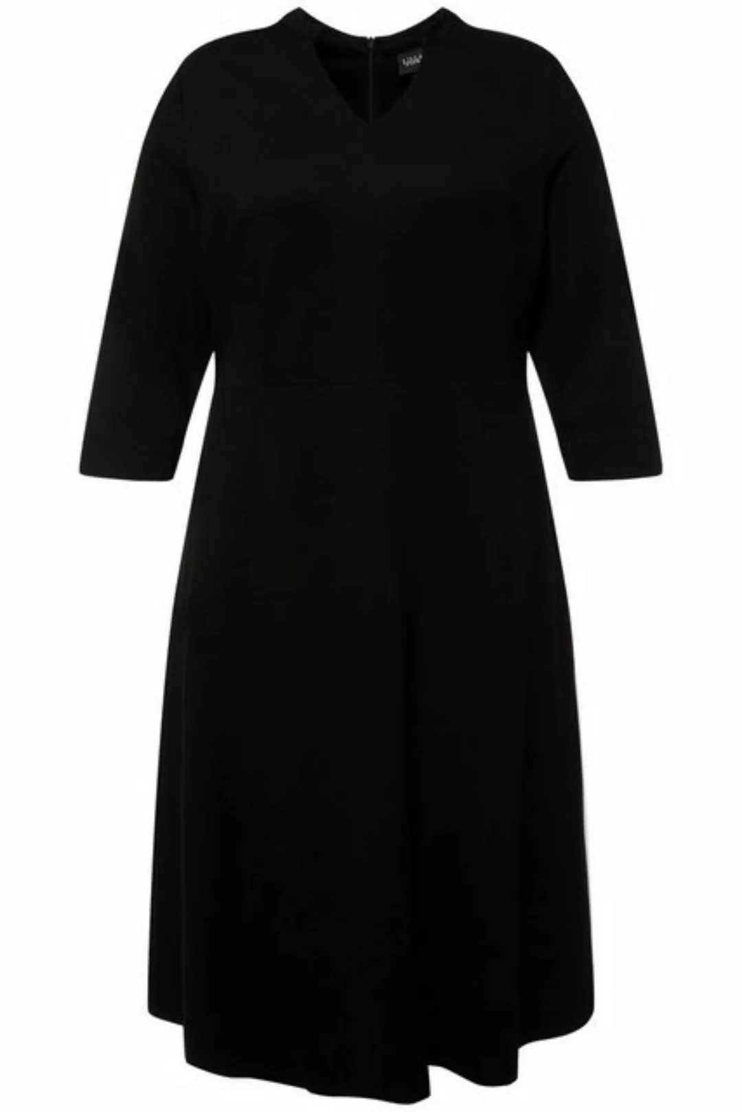 Ulla Popken Jerseykleid Punto-di-Roma-Kleid A-Linie V-Ausschnitt 3/4-Arm günstig online kaufen