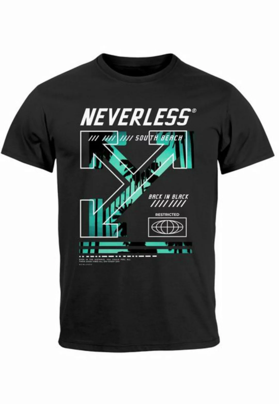 Neverless Print-Shirt Herren T-Shirt Text Print Aufdruck South Beach Techwe günstig online kaufen