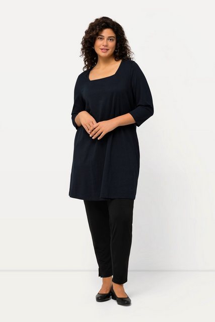 Ulla Popken Longshirt Longshirt A-Linie Carré-Ausschnitt 3/4-Arm günstig online kaufen