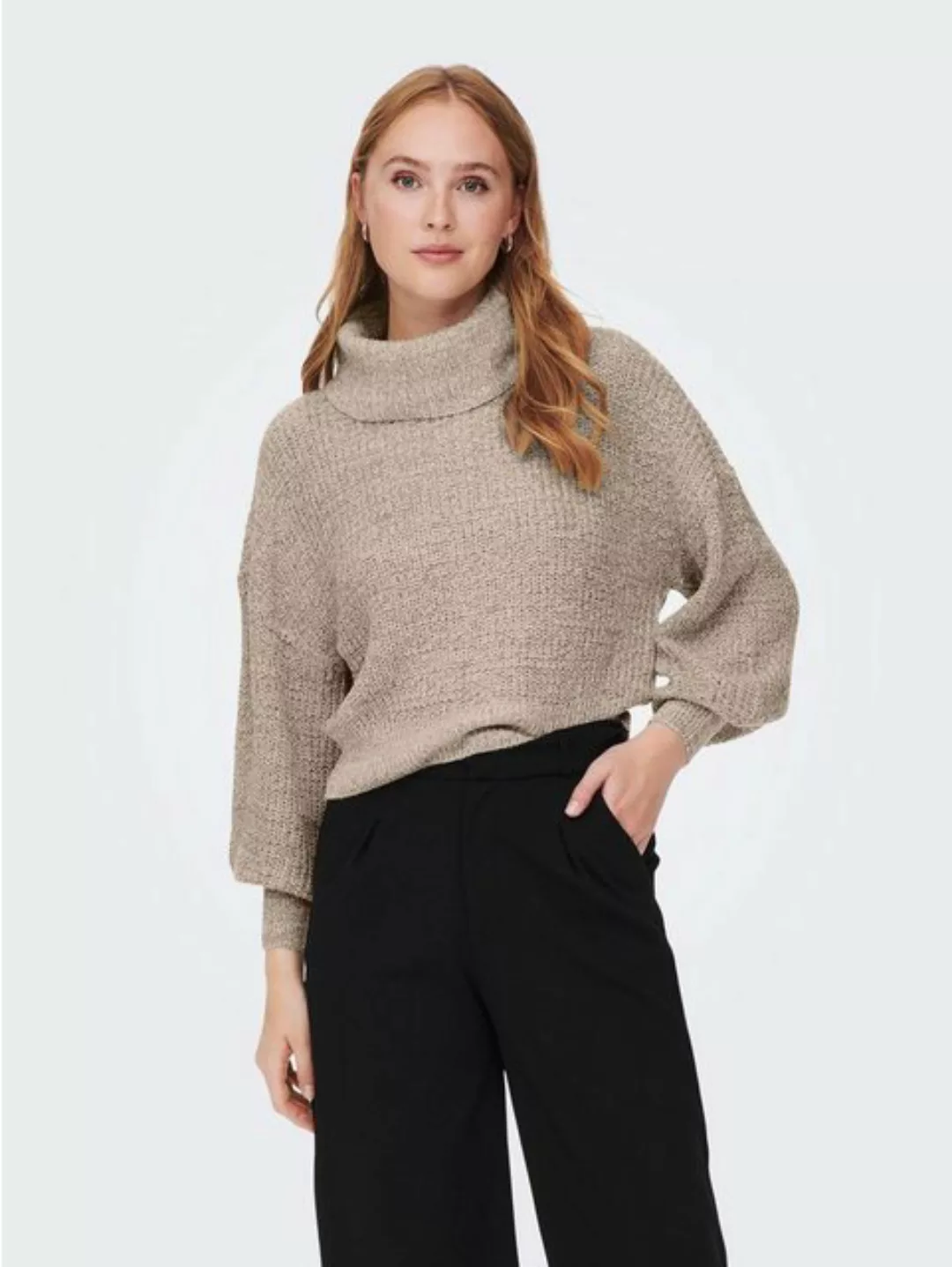 JACQUELINE de YONG Strickpullover Rollkragen Strick Pullover Puffärmel JDYM günstig online kaufen