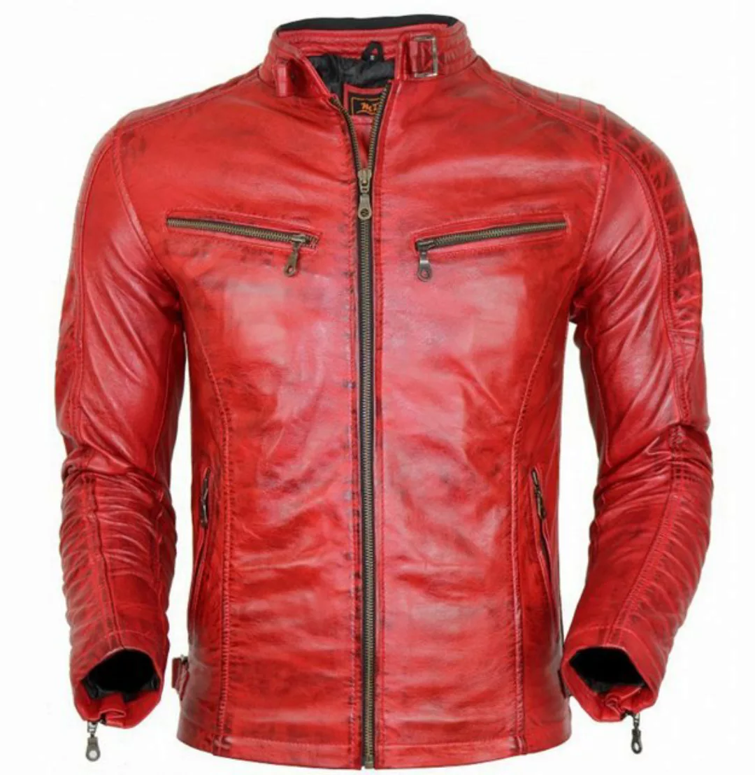 MDM Bikerjacke Herren Lamm Nappa Lederjacke Leichte Sommer Biker Lederjacke günstig online kaufen