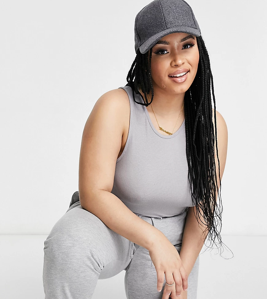 Missguided Plus – Gerippter Body in Grau günstig online kaufen