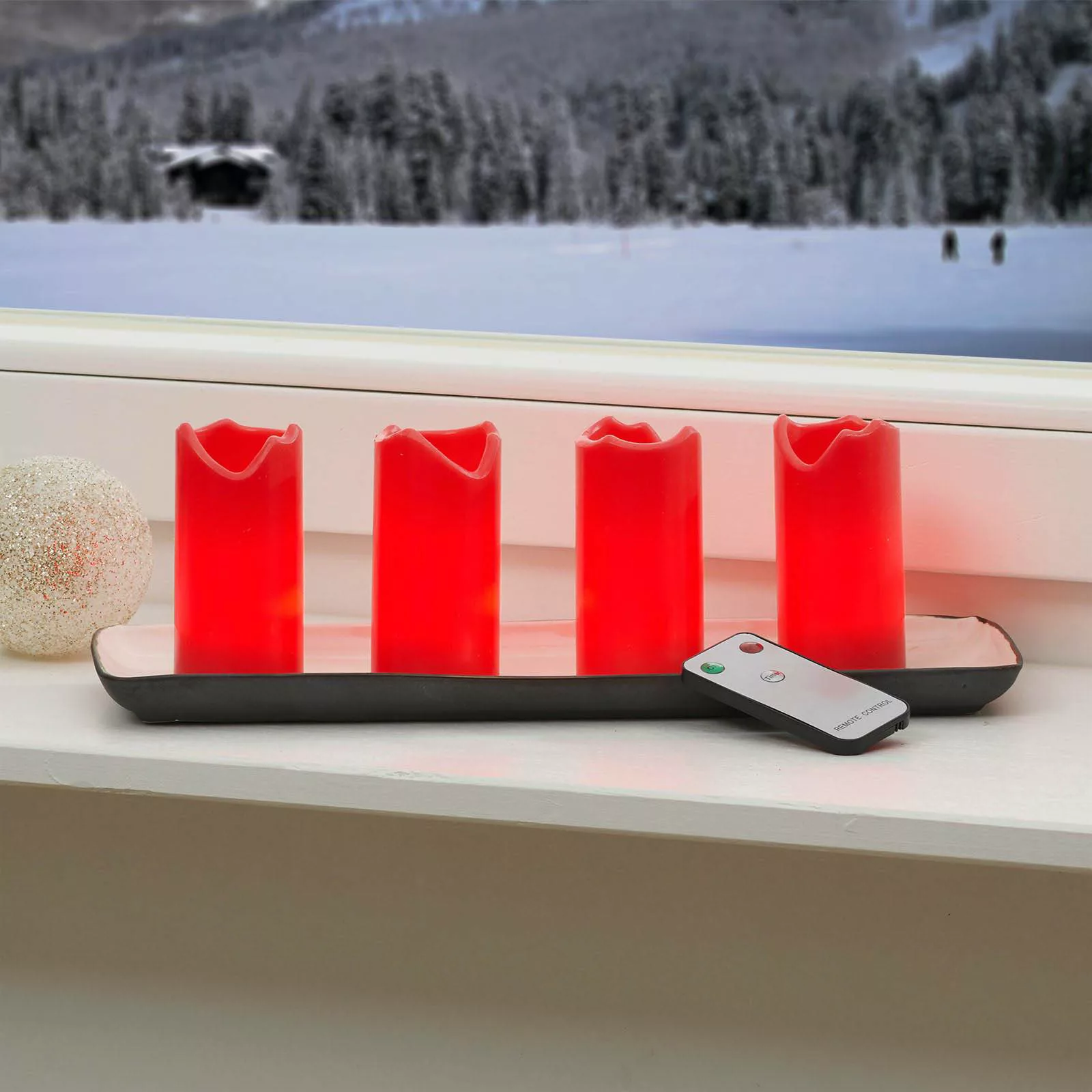 4-er Set - Candle LED-Kerzen m. Fernbedienung rot günstig online kaufen