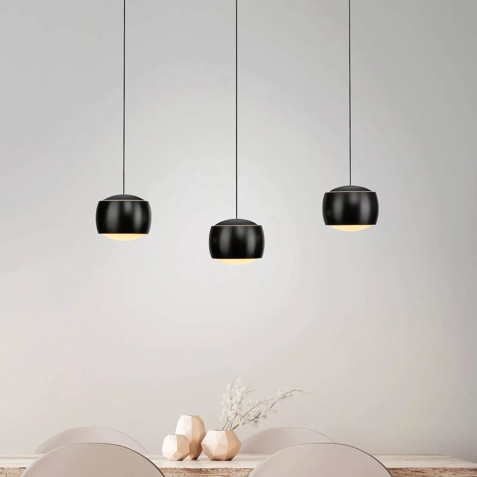 JUST LIGHT. LED-Hängelampe Ballini, schwarz, 3-fl., Switchmo günstig online kaufen