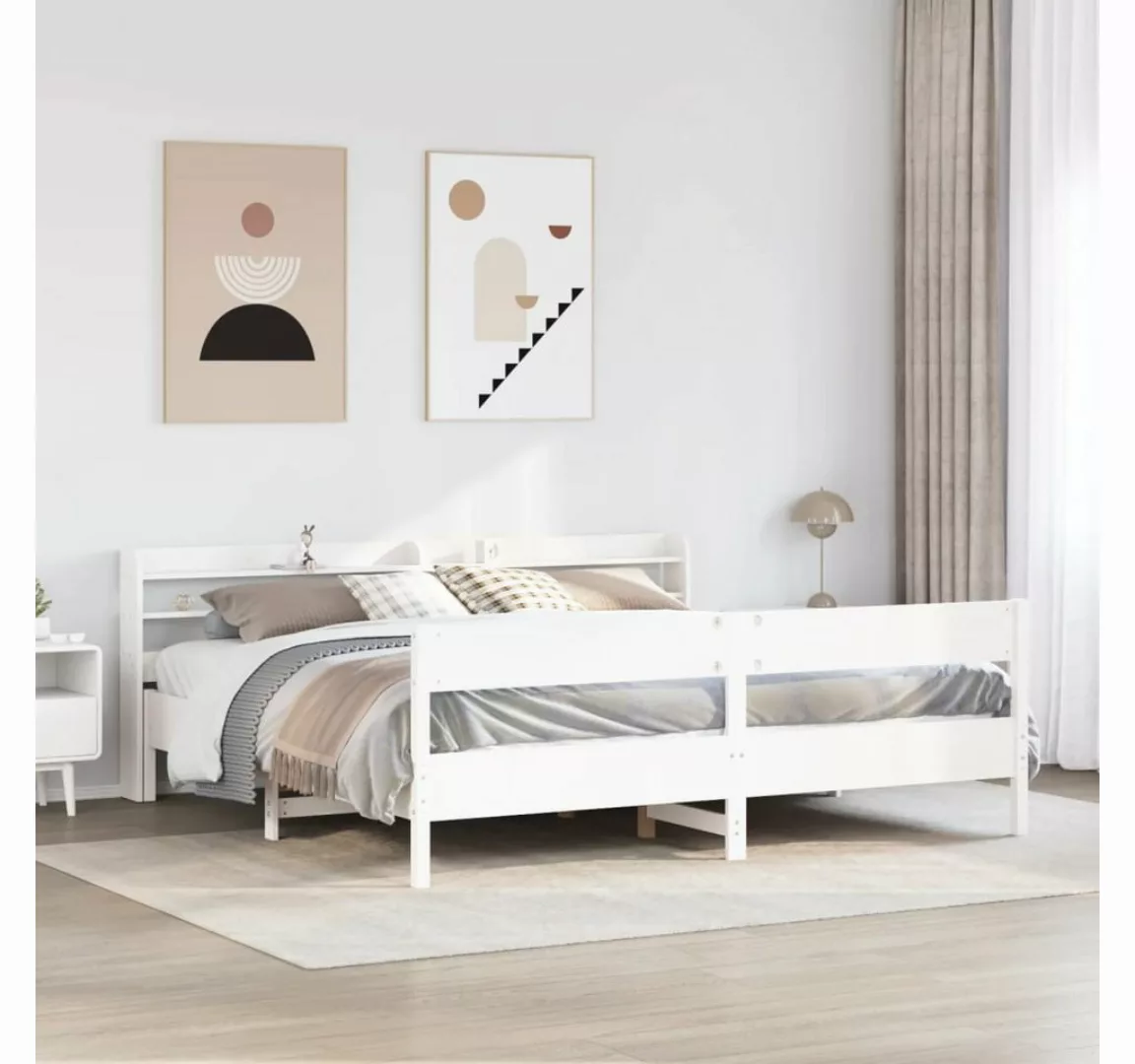 vidaXL Bett, Massivholzbett ohne Matratze Weiß 200x200 cm Kiefernholz günstig online kaufen