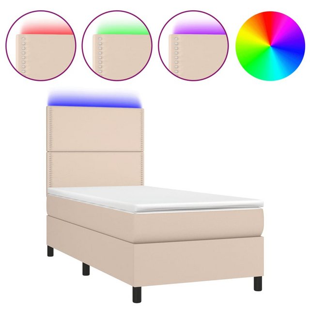 vidaXL Boxspringbett Boxspringbett mit Matratze & LED Kunstleder (100 x 200 günstig online kaufen