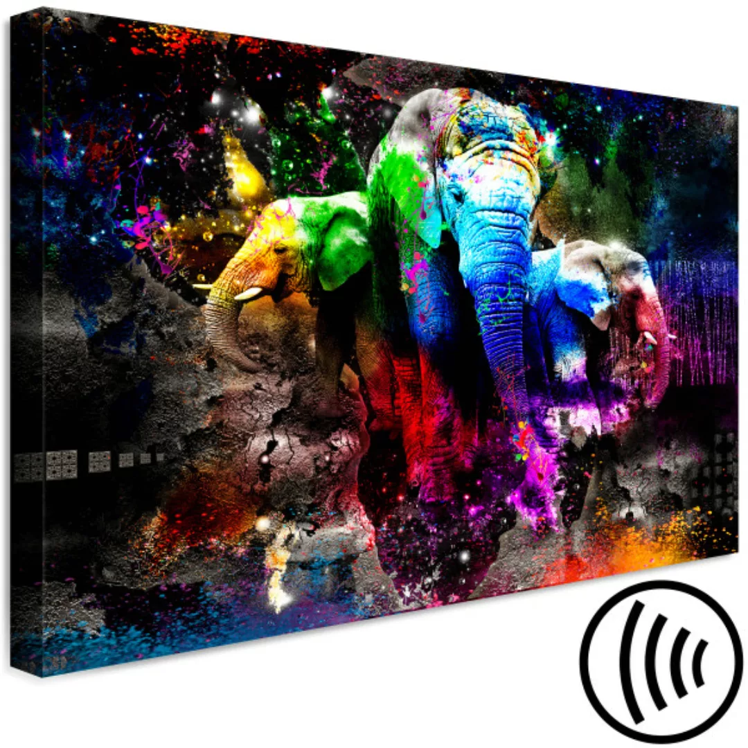 Leinwandbild Colorful Elephants (1 Part) Wide XXL günstig online kaufen